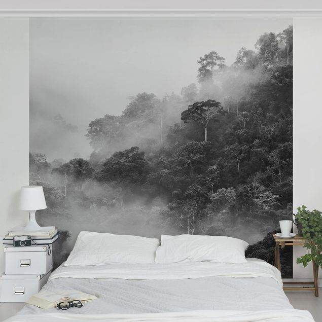 Black and white aesthetic wallpaper Jungle In The Fog Black And White