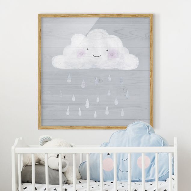 Child wall art Cloud With Silver Raindrops