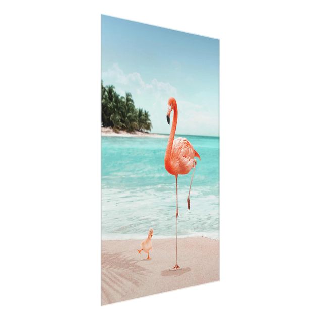 Beach wall art Beach With Flamingo