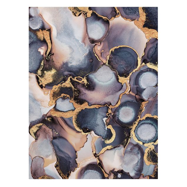 Prints abstract Marble Watercolour With Gold