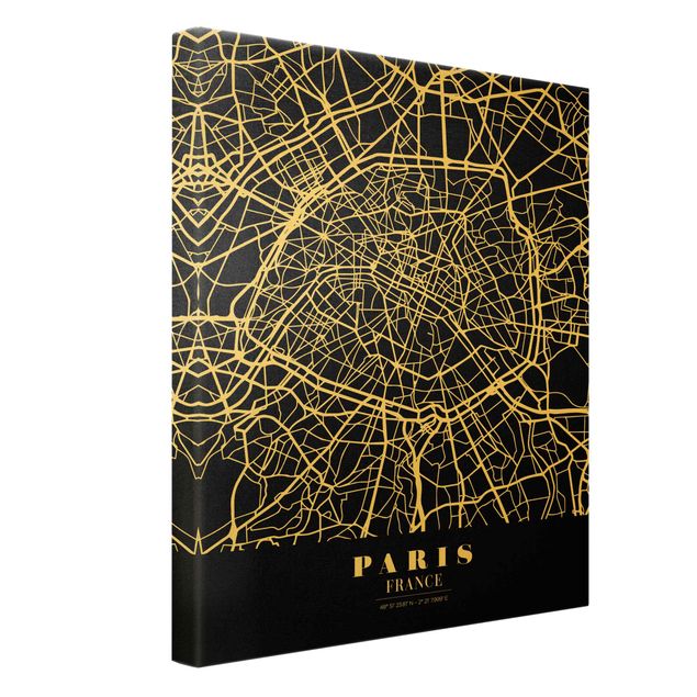 Prints black Paris City Map - Classic Black
