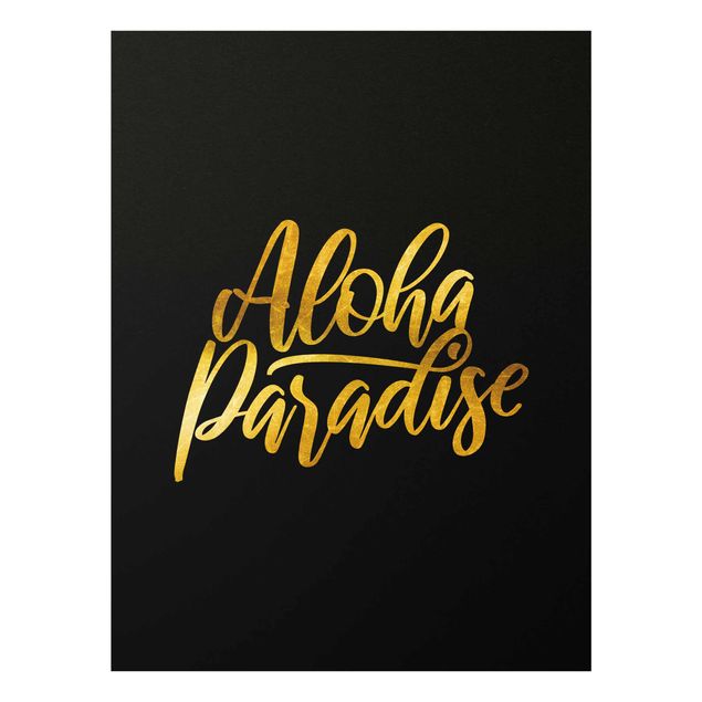 Modern art prints Gold - Aloha Paradise On Black