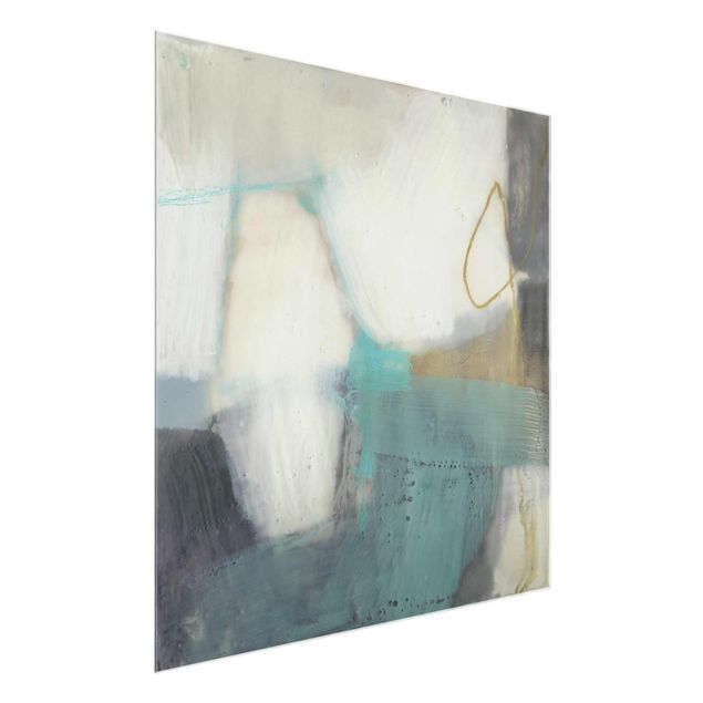 Abstract glass wall art Fangs With Turquoise II