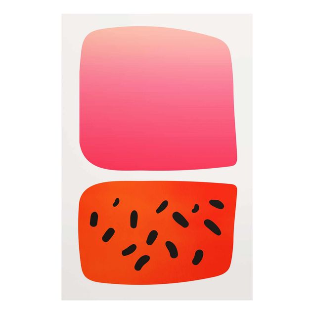 Red canvas wall art Abstract Shapes - Melon And Pink
