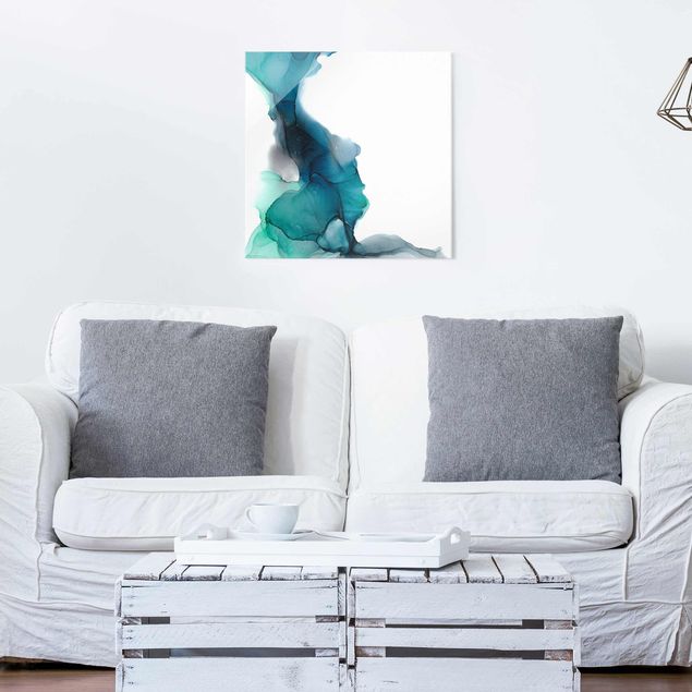Modern art prints Drops Of Ocean Tourquoise With Gold