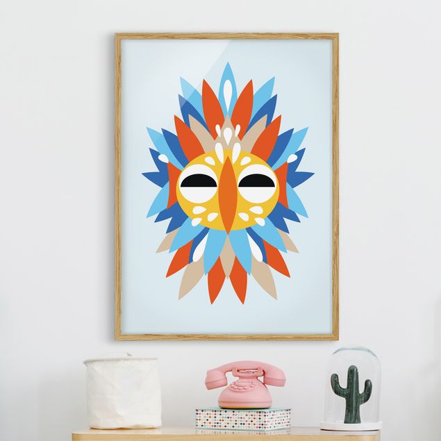 Nursery decoration Collage Ethnic Mask - Parrot