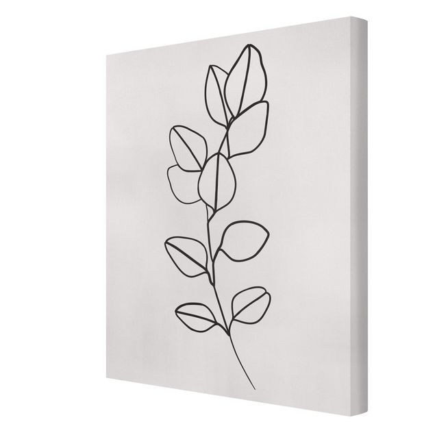 Wall art black and white Line Art Branch Leaves Black And White
