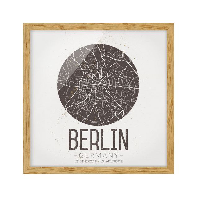 World map pictures framed City Map Berlin - Retro