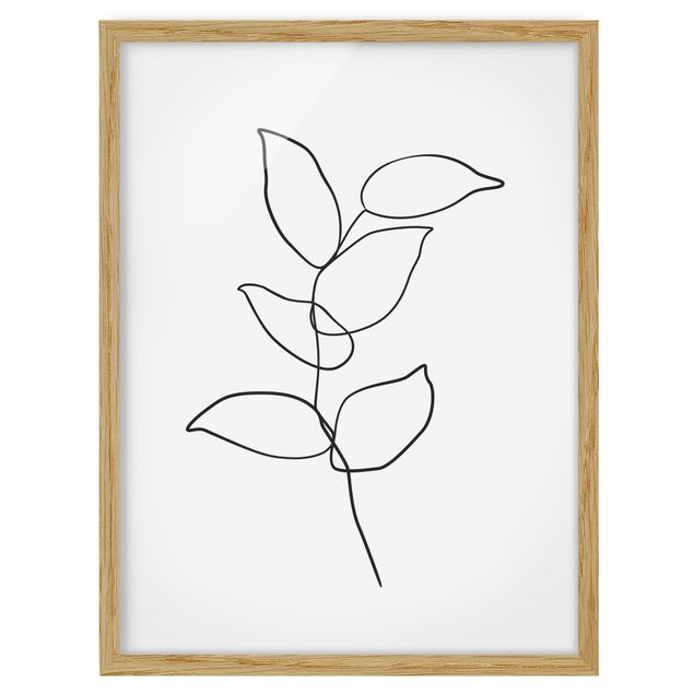 Floral canvas Line Art Branch Black And White