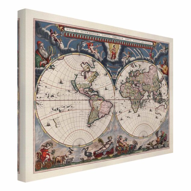 Canvas maps Historic World Map Nova Et Accuratissima Of 1664