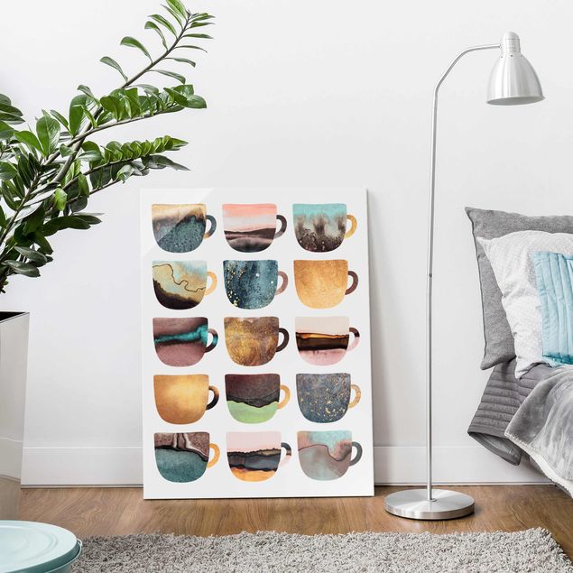 Art posters Colourful Coffee Mugs With Gold