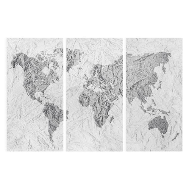 Framed world map Paper World Map White Grey