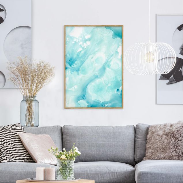 Contemporary art prints Emulsion In White And Turquoise I