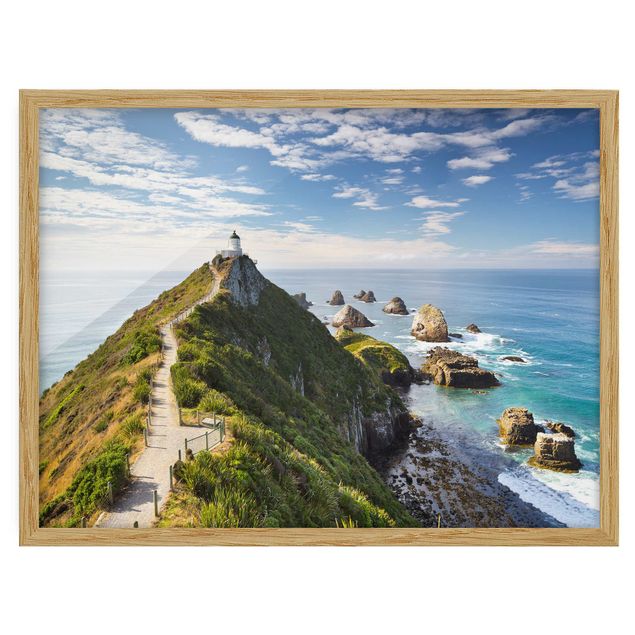 Beach prints Nugget Point Lighthouse And Sea New Zealand
