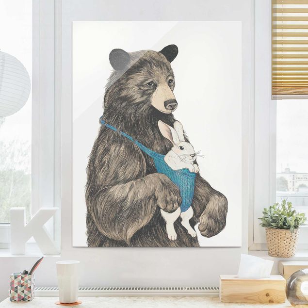 Prints Illustration Bear And Bunny Baby