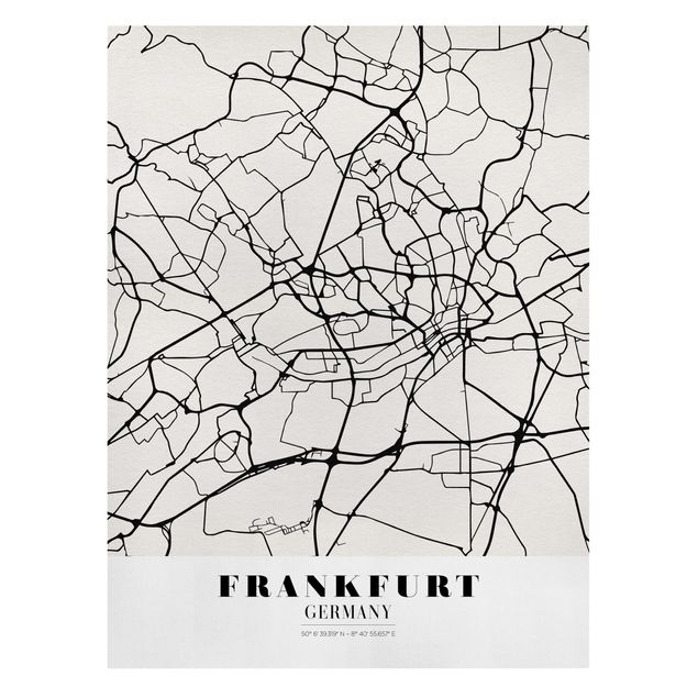 Prints black and white Frankfurt City City Map - Classical