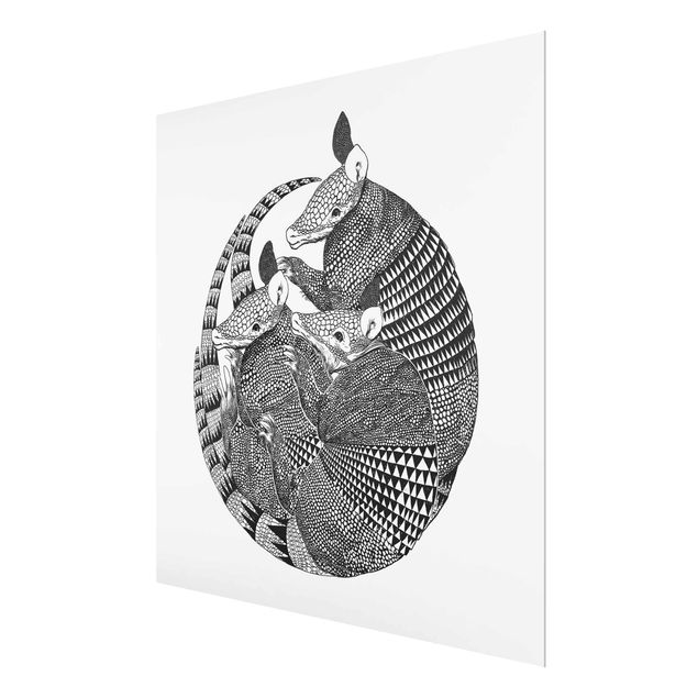 Prints black and white Illustration Armadillos Black And White Pattern
