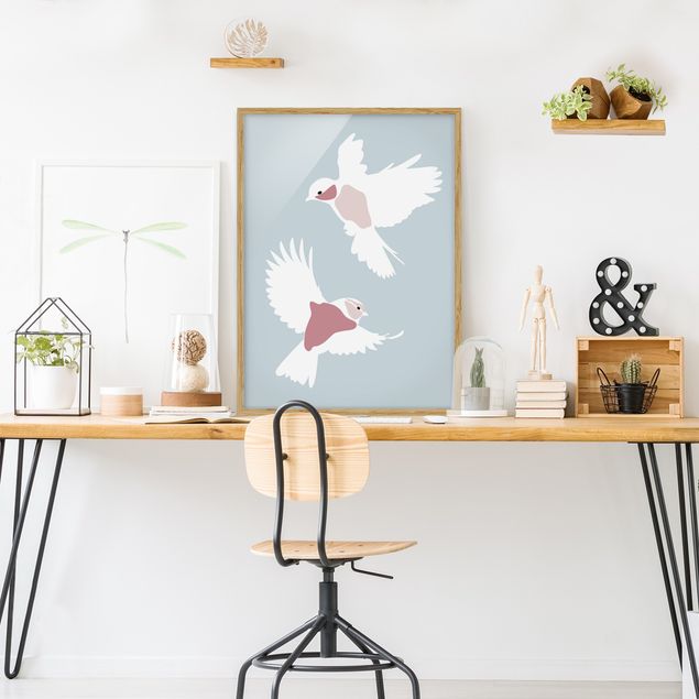 Canvas art Line Art Pigeons Pastel
