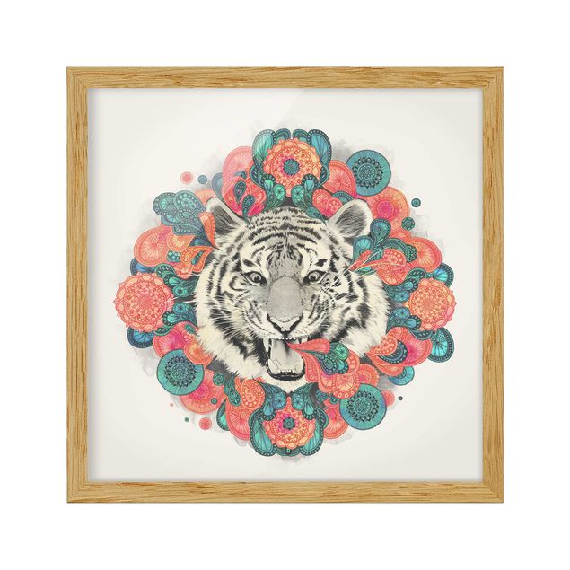 Framed animal prints Illustration Tiger Drawing Mandala Paisley