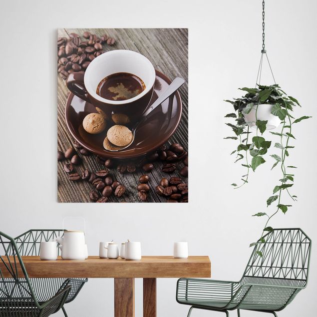 Canvas art Coffee Mugs With Coffee Beans