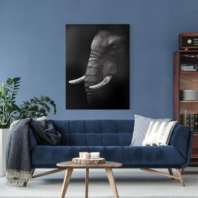 Prints elefant Dark Elephant Portrait