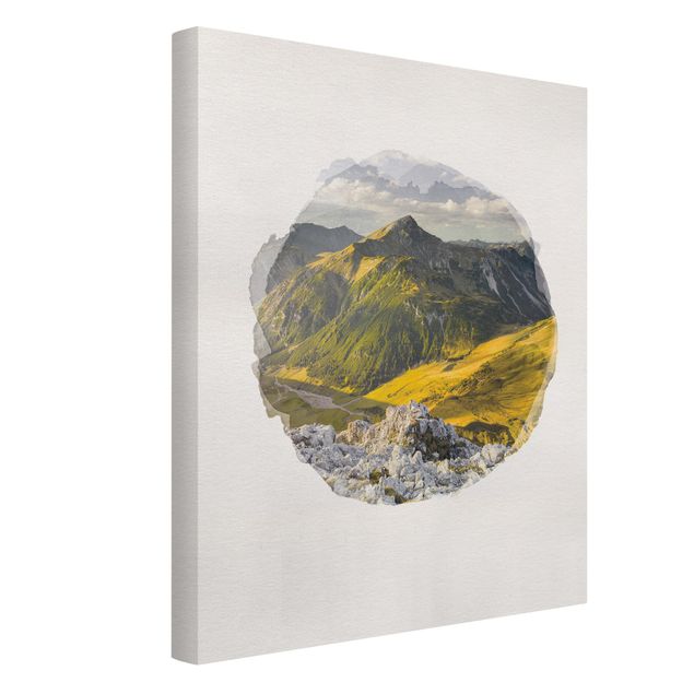Mountain canvas art WaterColours - Mountains And Valley Of The Lechtal Alps In Tirol