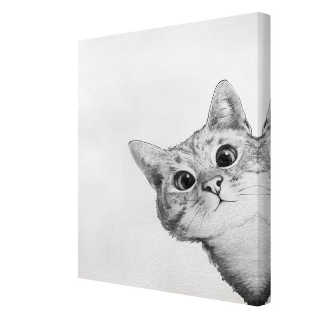 Art prints Illustration Cat Drawing Black And White