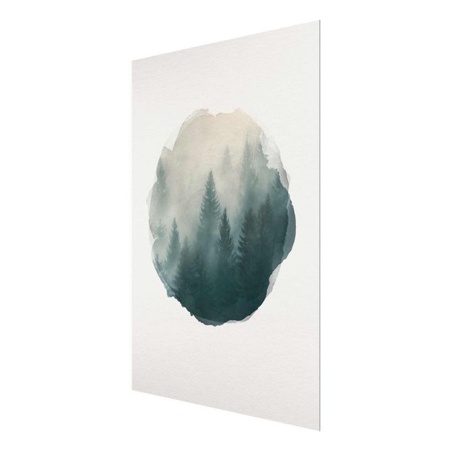 Contemporary art prints WaterColours - Coniferous Forest In Fog