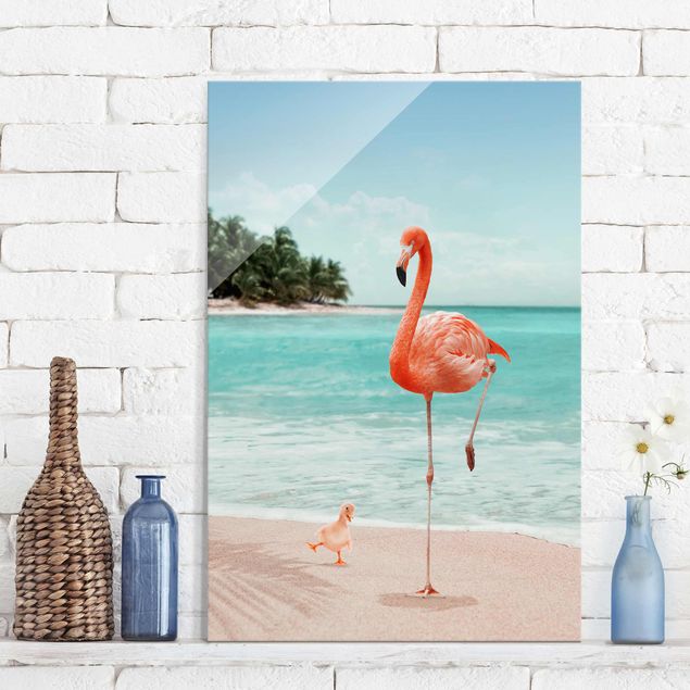 Jonas Loose Art Beach With Flamingo