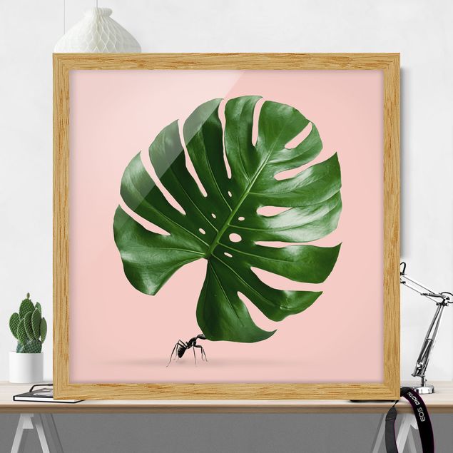 Flower print Ant With Monstera Leaf