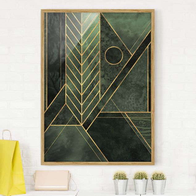 Kitchen Geometric Shapes Emerald Gold