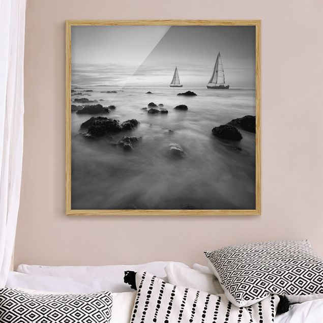 Framed beach pictures Sailboats In The Ocean II
