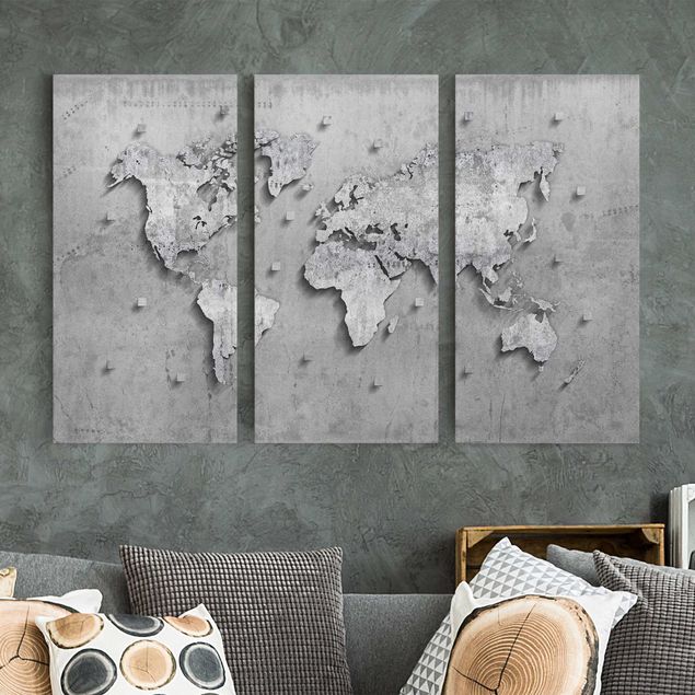 Canvas stone Concrete World Map