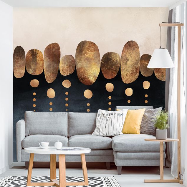 Adhesive wallpaper Abstract Golden Stones
