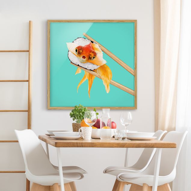 Prints fishes Sushi With Goldfish