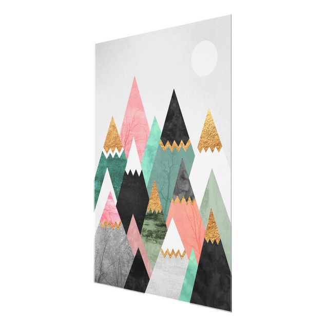 Mountain wall art Triangular Mountains With Gold Tips
