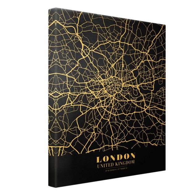 Prints black London City Map - Classic Black