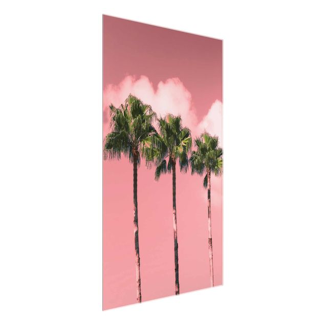 Flower print Palm Trees Against Sky Pink