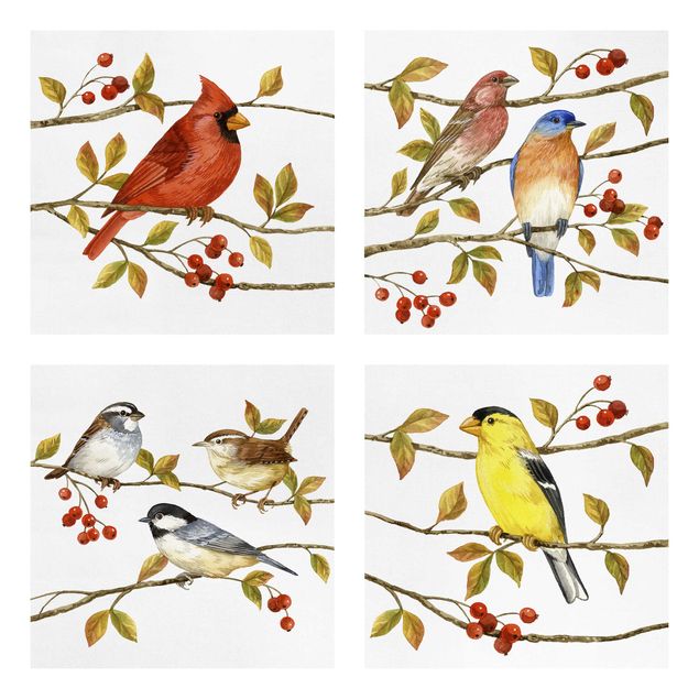 Animal canvas Birds And Berries Set II
