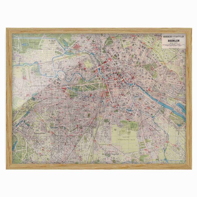 Prints maps Vintage Map Berlin
