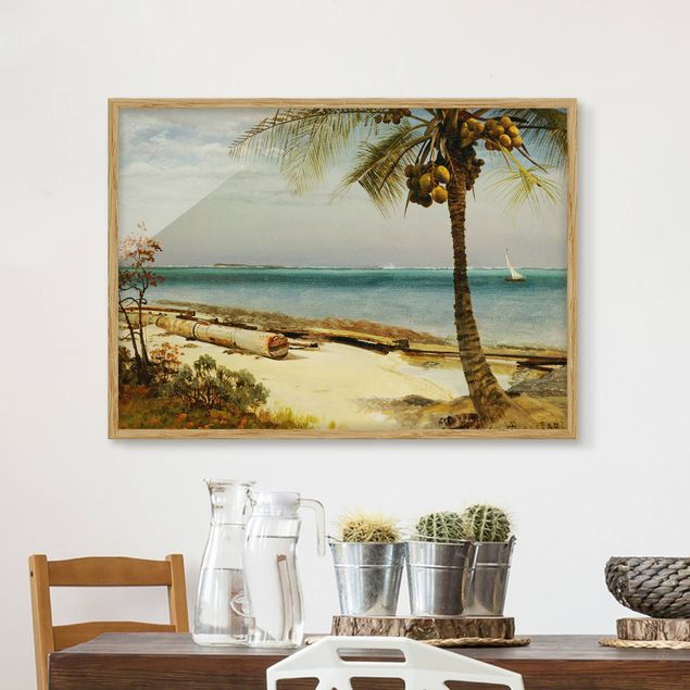 Framed beach pictures Albert Bierstadt - Tropical Coast
