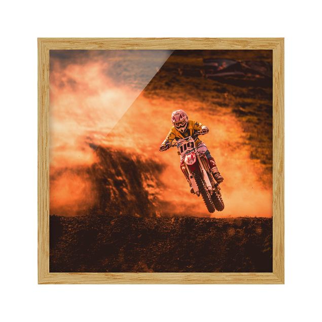 Orange canvas wall art Motocross In The Dust