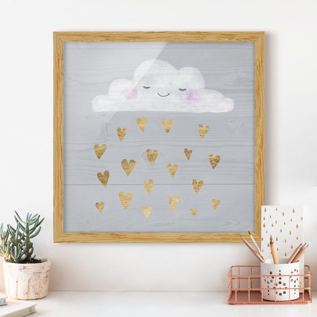 Nursery decoration Cloud With Golden Hearts
