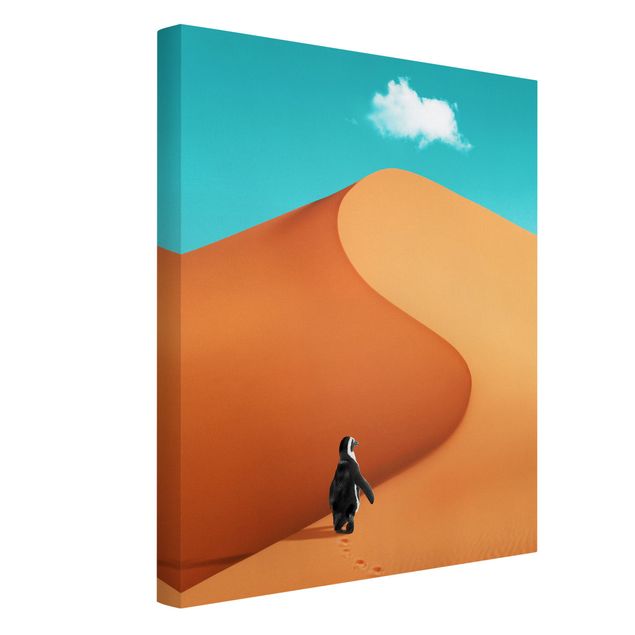 Desert canvas wall art Desert With Penguin