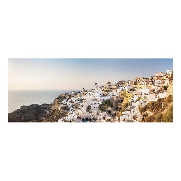 Glass prints architecture and skylines Oia Panorama