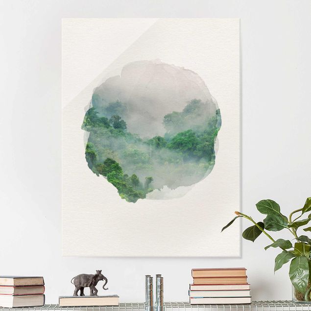 Green canvas wall art WaterColours - Jungle In The Mist