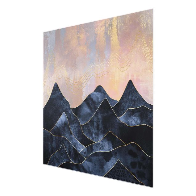 Abstract art prints Golden Dawn Over Mountains