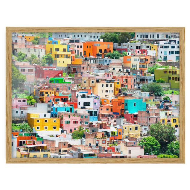 Framed art prints Coloured Houses Front Guanajuato