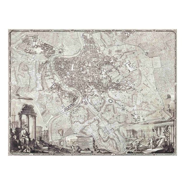 Glass prints maps Vintage Map Rome