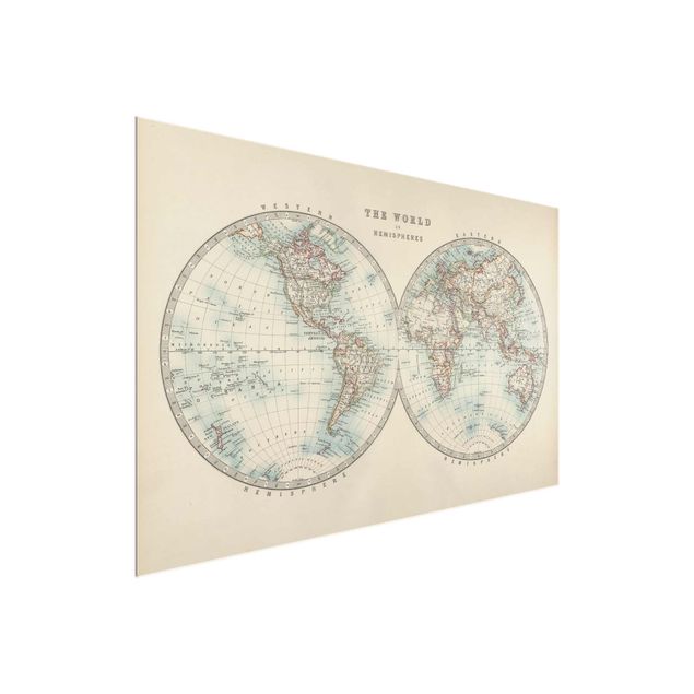 Prints vintage Vintage World Map The Two Hemispheres